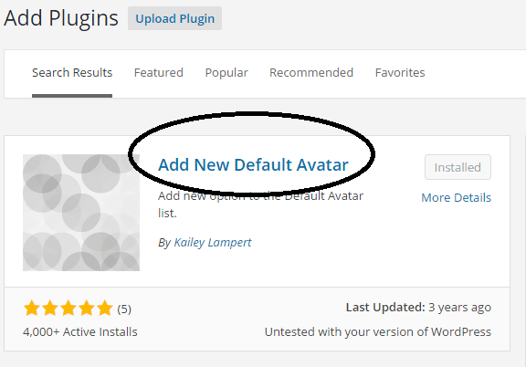 Add New Default Plugin screenshot