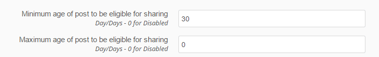 age of post to be eligible for sharing settings - screenshot