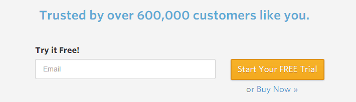 Screenshot for ConstantContact free trial on homepage