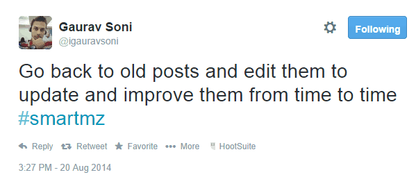 Gaurav Soni tweet about improving your blog traffic