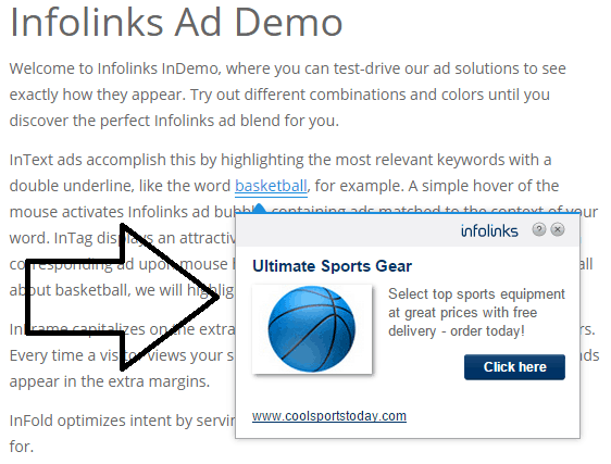 intext ads appearing - screenshot