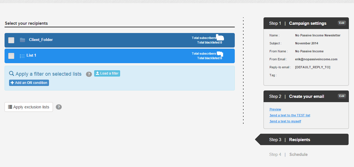 Screenshot for the last step of testing newsletter via SendinBlue