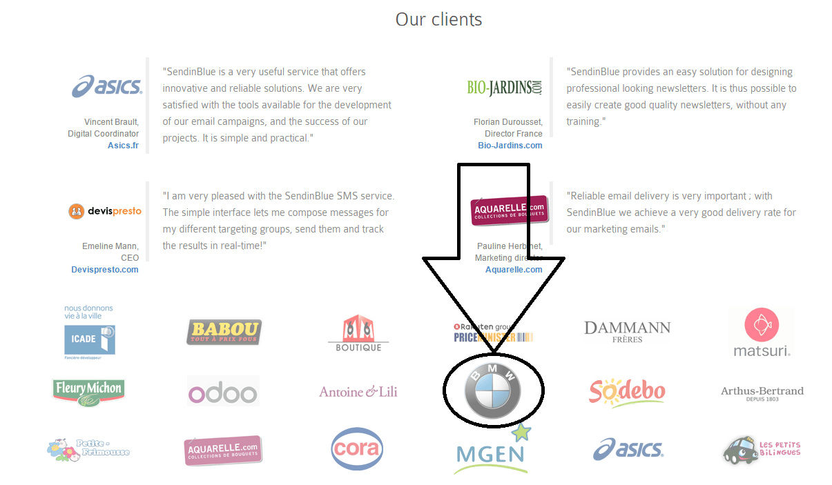 screenshot of SendinBlue clients