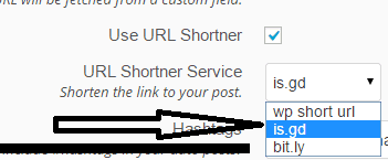 shortner service settings on revive old post plugin - screenshot