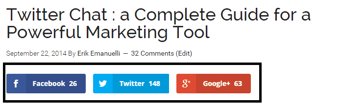 Social sharing buttons at Twitter chat post at NoPassiveIncome blog