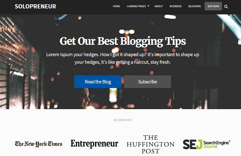 solopreneur features _ first landing page example